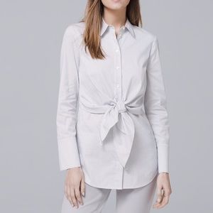 White House/Black Market Tie-Front Pinstripe Top